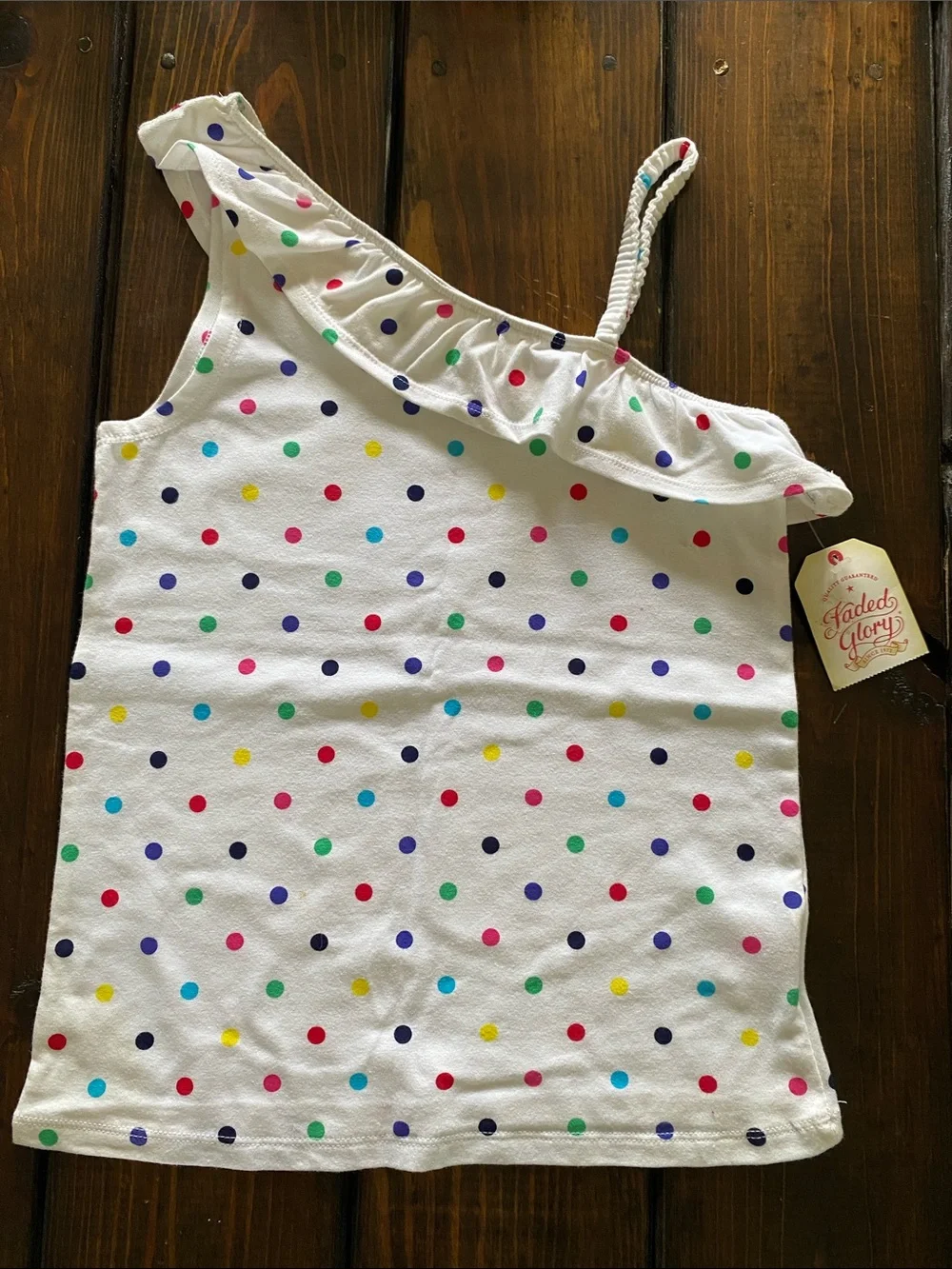 Girls White Peace Peplum Tee with Polka Dot Ruffle Tank & Turquoise Shorts New